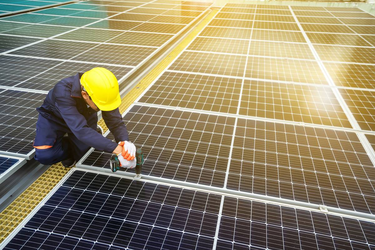 solar power system what is energy illustrated with photovoltaic panels connected to an inverter and home electrical panel